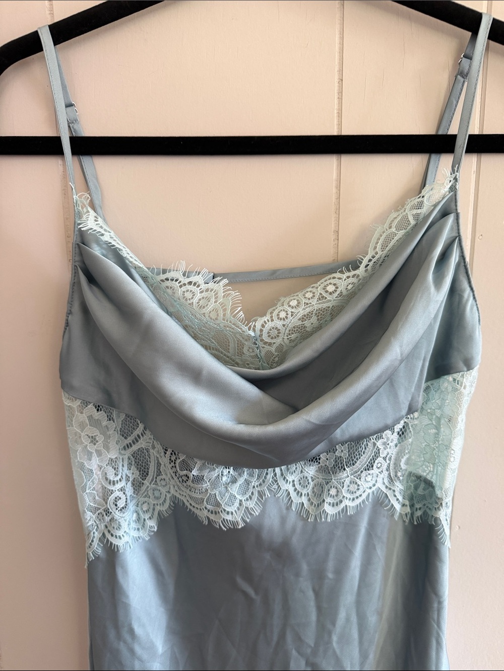 Silky Lace-Trim Slip Dress Bluish Grey Romantic Fairy Whimsigoth Size Small - Picture 2 of 14